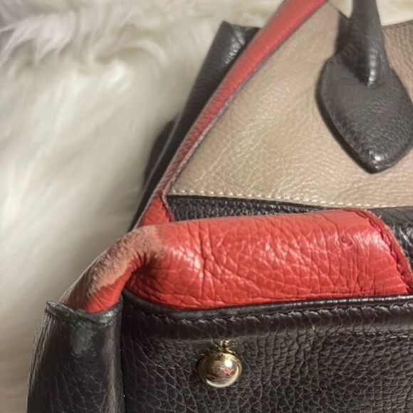 Giorgio Milano made in Italy pebble leather black, taupe & Red shoulder bag - Picture 12 of 13